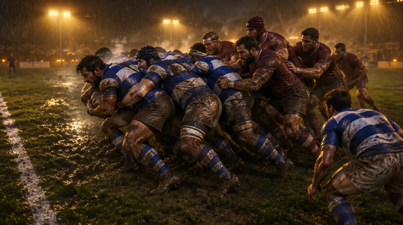 Maul Ironsides setelah lineout, tujuh forward berlumpur mendorong sebagai satu blok melawan Carrack Quarrymen